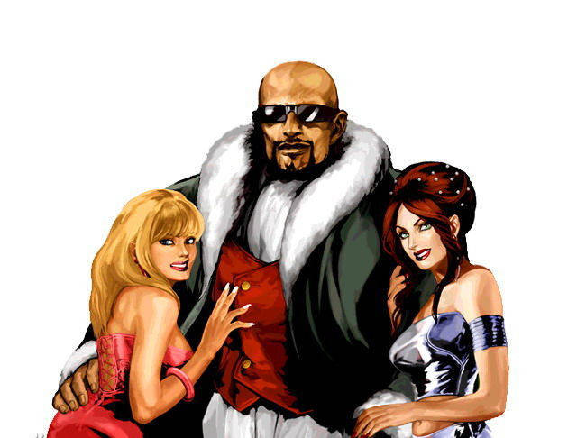 拳皇中,有着这样的一个人:大叔双棍在手,左拥右抱