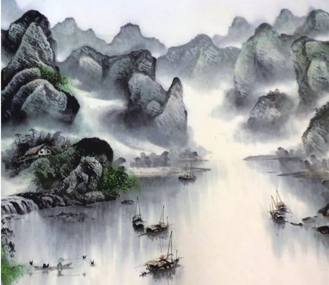 掛軸 水墨画 山水 中国漓江游 - メルカリ