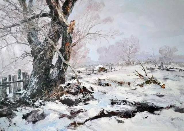 雪景色 油彩画 雪风景油画图片大全-雪风景油画背景图片-我图网