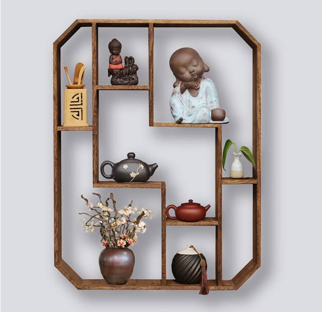 墙面和桌面两兄弟比艺术博古架木雕摆件全上了艺术家当裁判