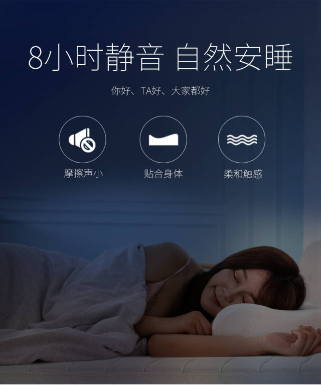 的香薰,营造舒缓平和的睡眠氛围,形成安宁柔和的心情; 选用静音床垫