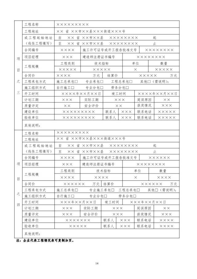 《建築業企業資質申請表》填寫說明