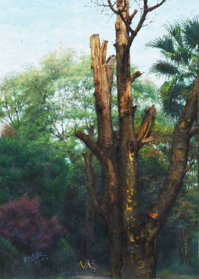 钱逸敏 《病树前头万木春》 布面油画