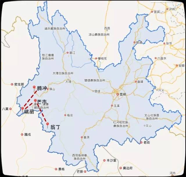 云南沿边公路线路图图片