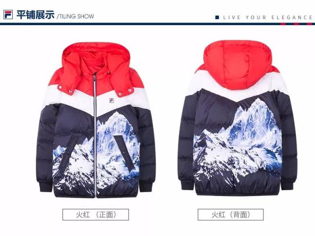 12月13日 意大利品牌 fila 2017年最新款 雪山印花 羽绒服