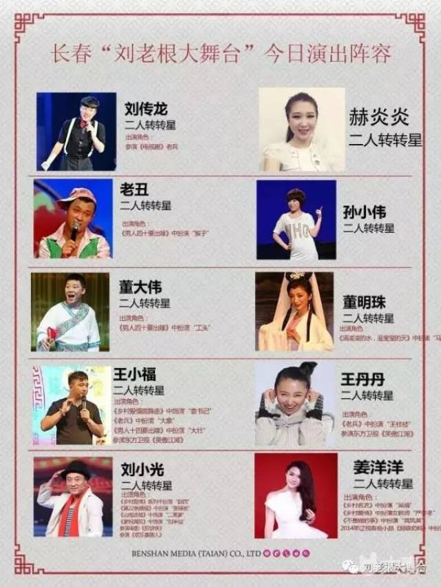 刘老根大舞台人员名单图片