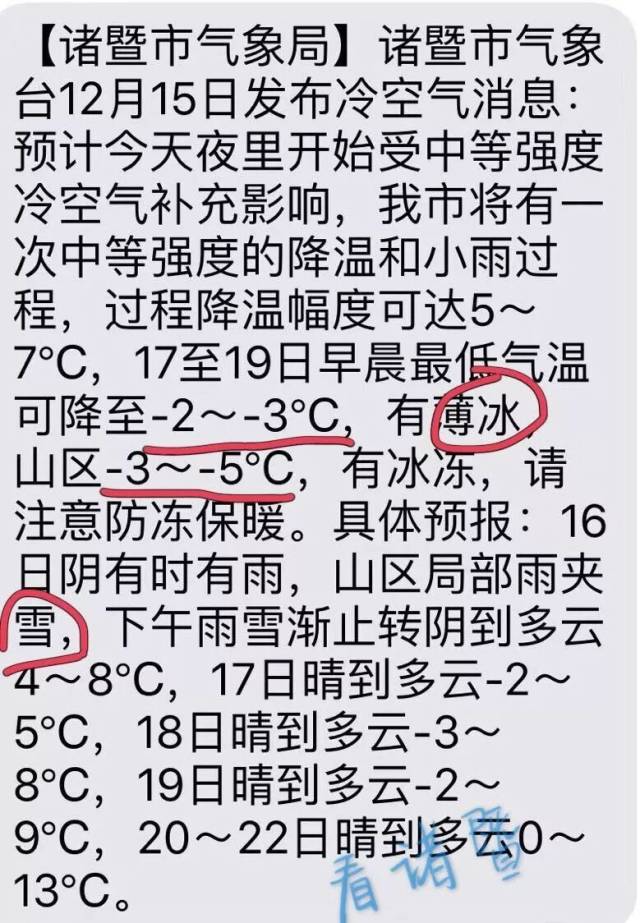 诸暨市气象局短信看了吧