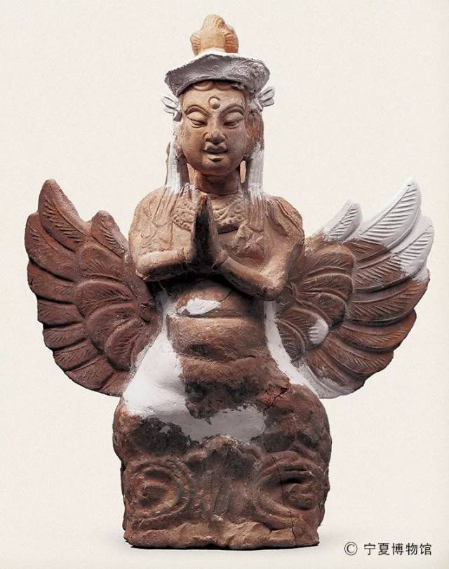 红陶迦陵频伽 /  宁夏银川西夏陵区出土