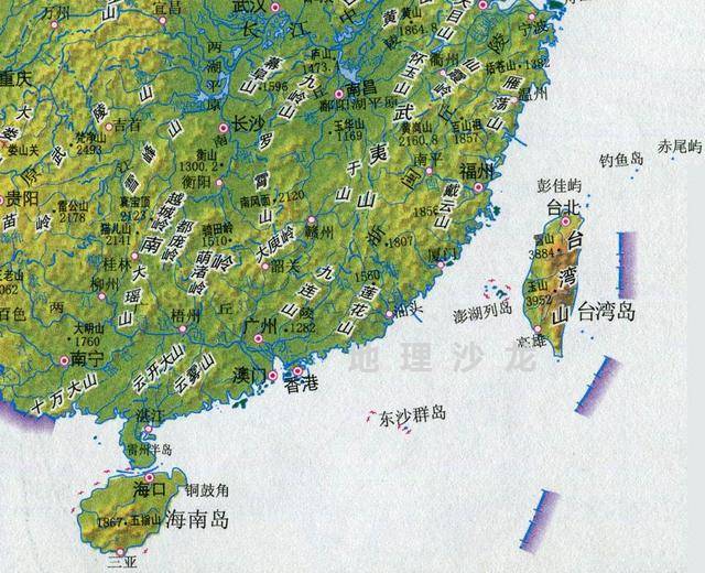 中国南方地形图高清图片
