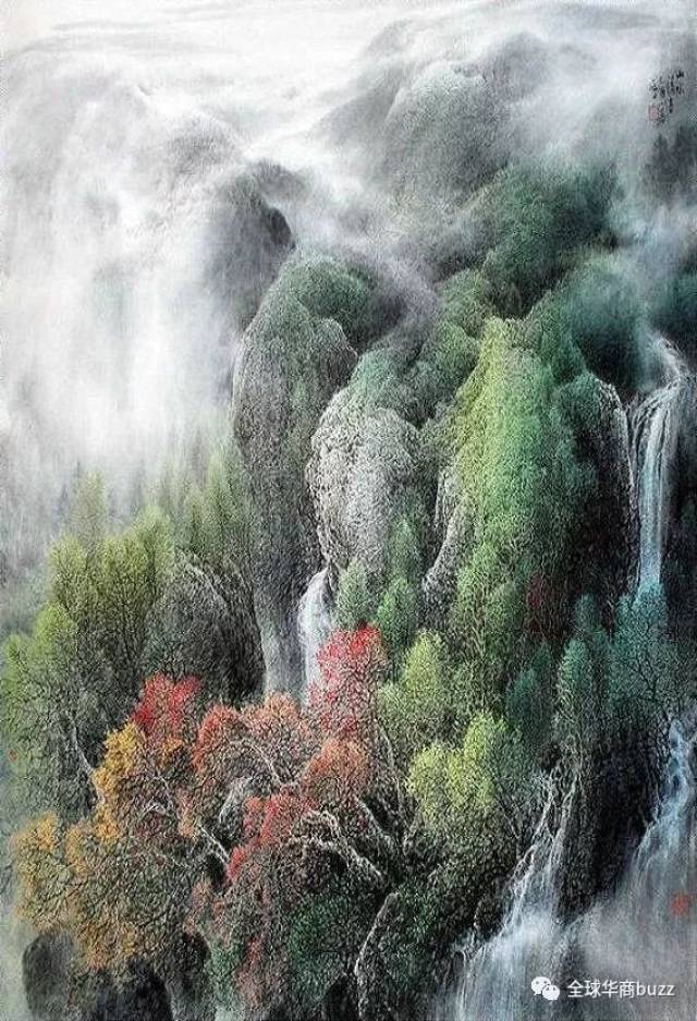 秦卜子:山川锦绣,重彩山水画