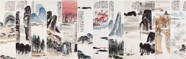 花禽十二条屏 最全“山水十二条屏”：除了齐白石，还有石涛、八大、王原祁的…