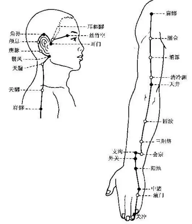 瘈脉穴:乳突的前下缘 颅息穴:乳突的前上缘.