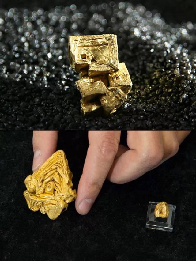 自然存在的铂大部分都会形成立方体的晶体,金长得自由一些,但是条件