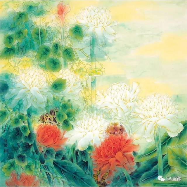 《诗象·瓷玫瑰》纸本设色68cm×68cm