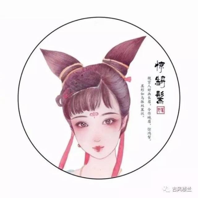 古代女子的唯美髮鬢手繪