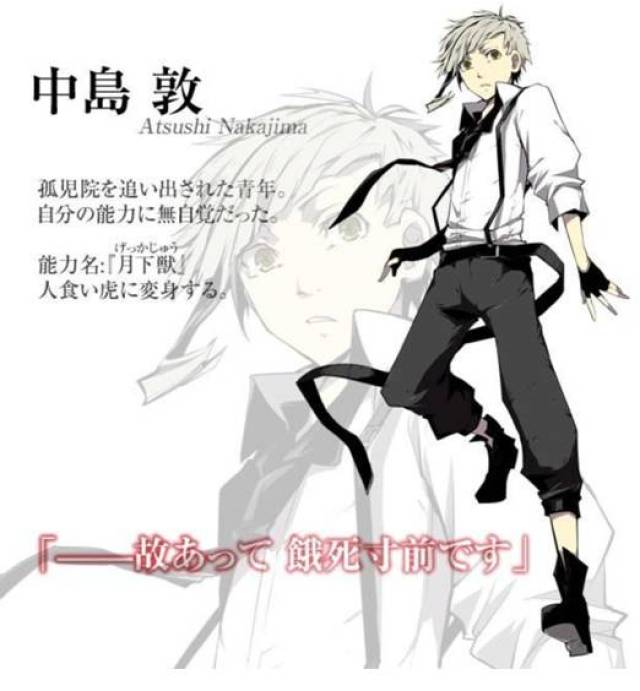 《文豪野犬》里的主角中岛敦吧