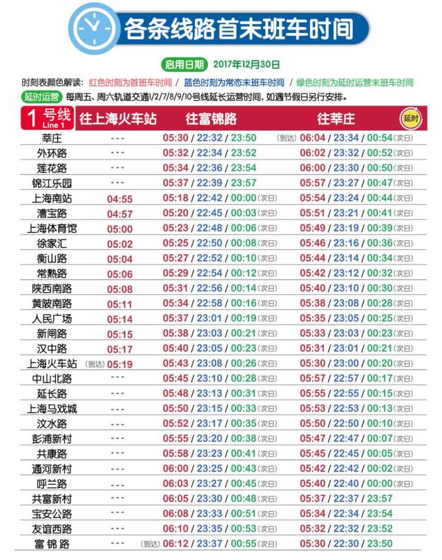 2018最新版上海15條地鐵磁懸浮首末班車時刻表