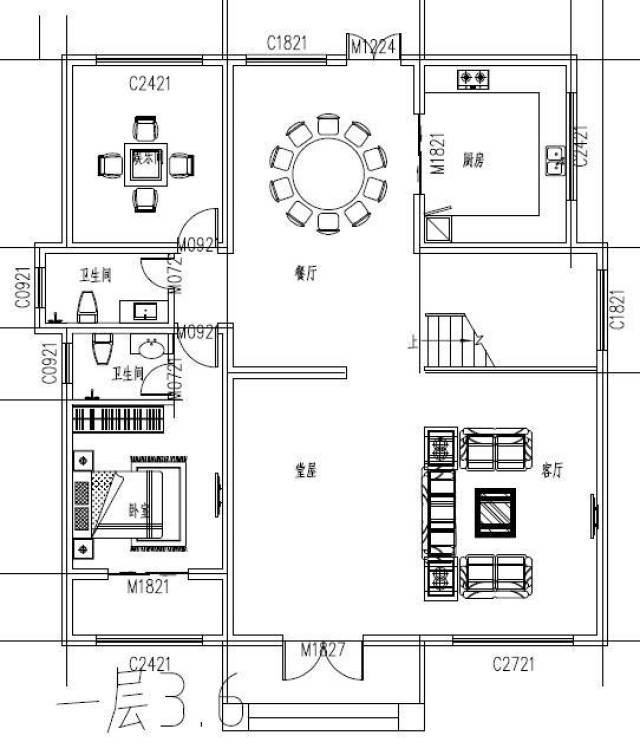 新农村三层自建别墅12x13米 带堂屋,健身房,家庭影院附施工图纸