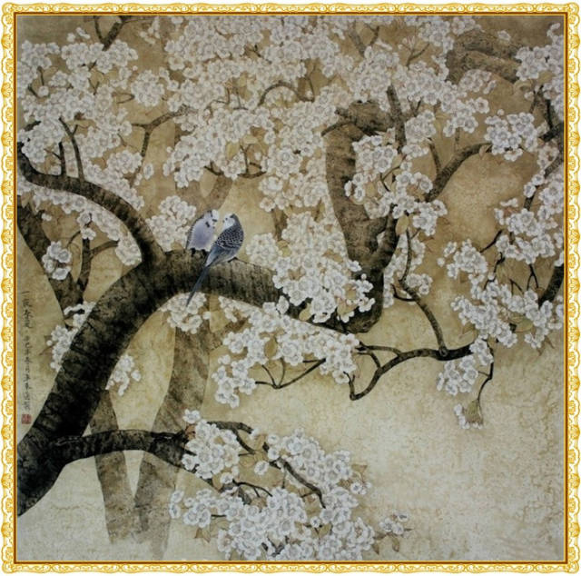 工笔梨花,太美啦!