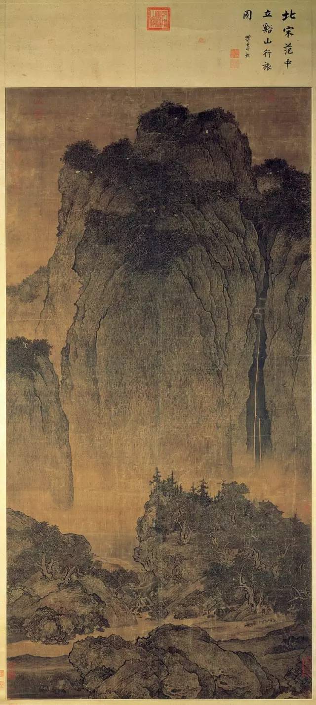 おしゃれ】 A84額装 中国 清末〜唐物山水画 細密絹本最終肉筆画 在命 