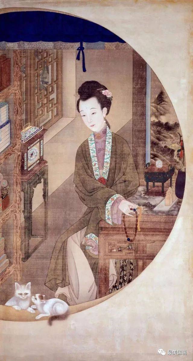 清初宫廷工笔重彩人物画《十二美人图》_搜狐网