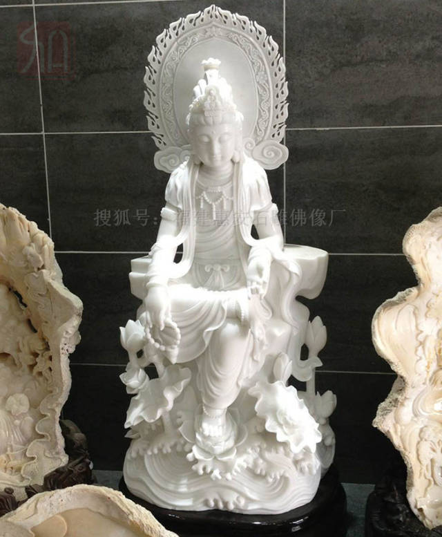 汉白玉雕三尊立像 中国 仏像 古美術-