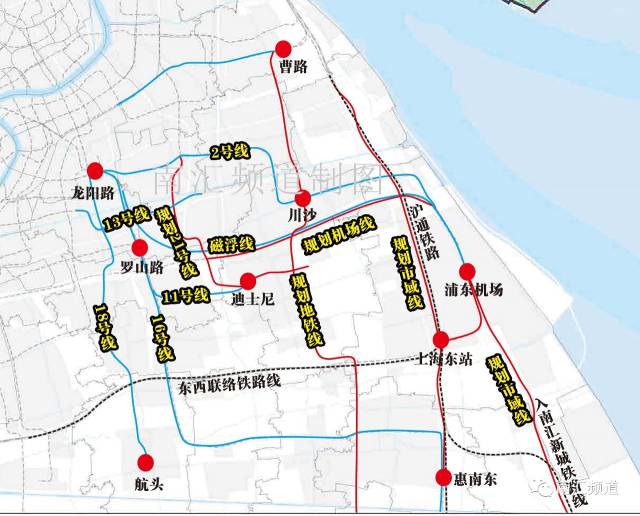 ⑤規劃機場快線(虹橋機場-浦東機場) ⑥規劃鐵路聯絡線(上