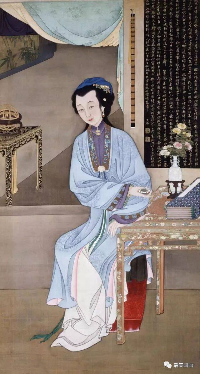 清初宫廷工笔重彩人物画《十二美人图》_搜狐网