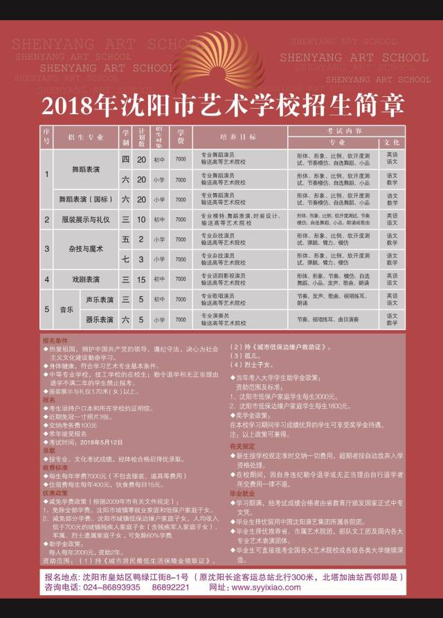 沈阳市艺术学校招生简章