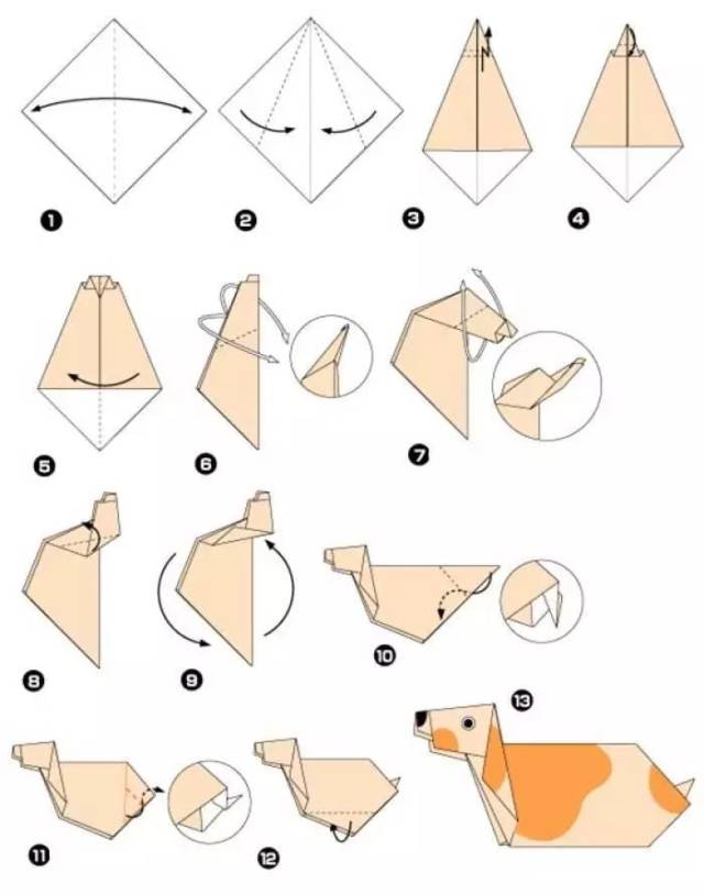 10款可爱小狗折纸步骤图,让你年年旺旺旺