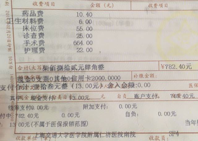 人流手术消费账单图片图片