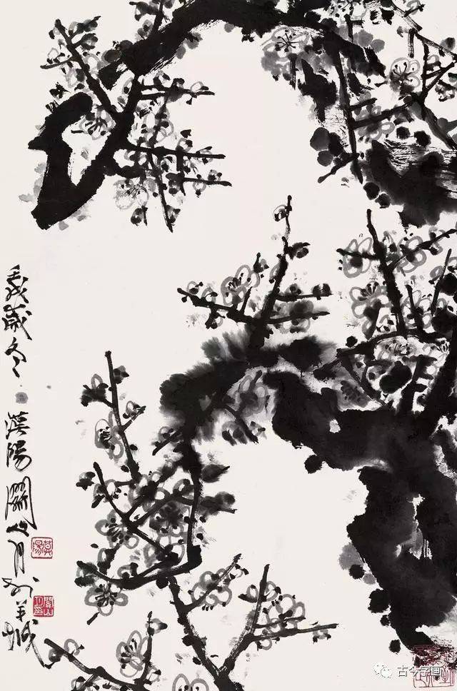 国画大师关山月梅花作品，热情奔放！_手机搜狐网