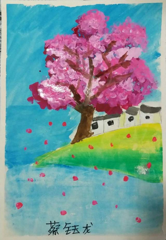樱花树蜡笔画图片