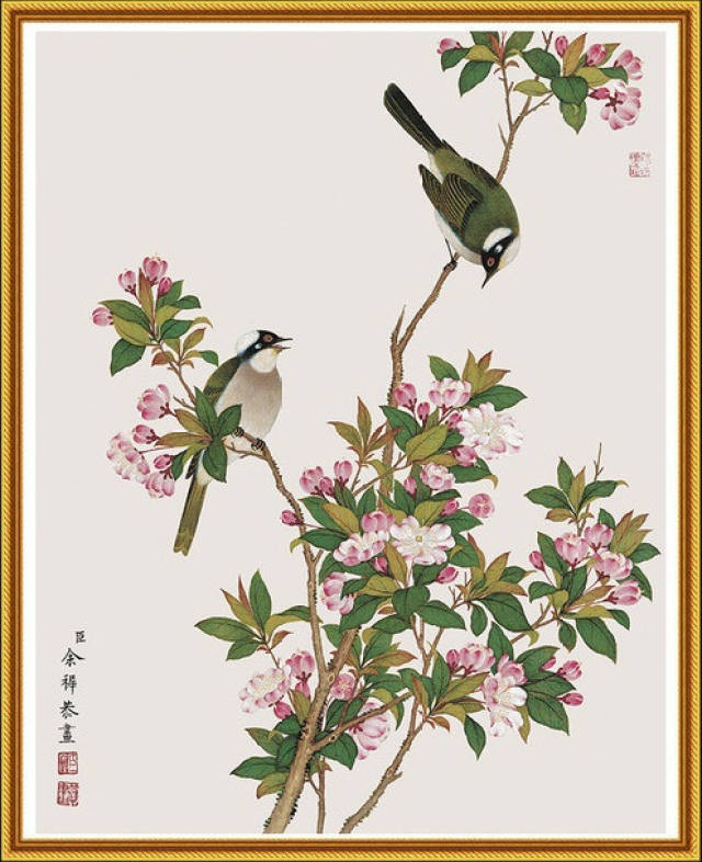 清代名画余穉工笔花鸟,太美了!
