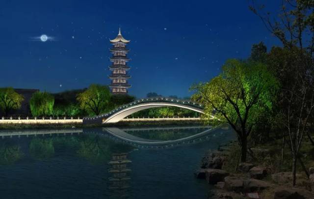 该项目以"宁静,和谐,感悟,创新"为设计理念,以 白象塔为中心, 白云观
