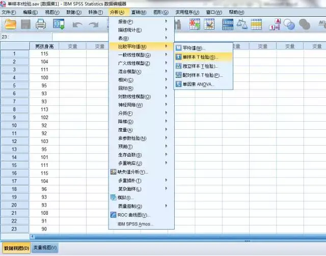 十分钟学会Spss单样本T检验在医学统计中的应
