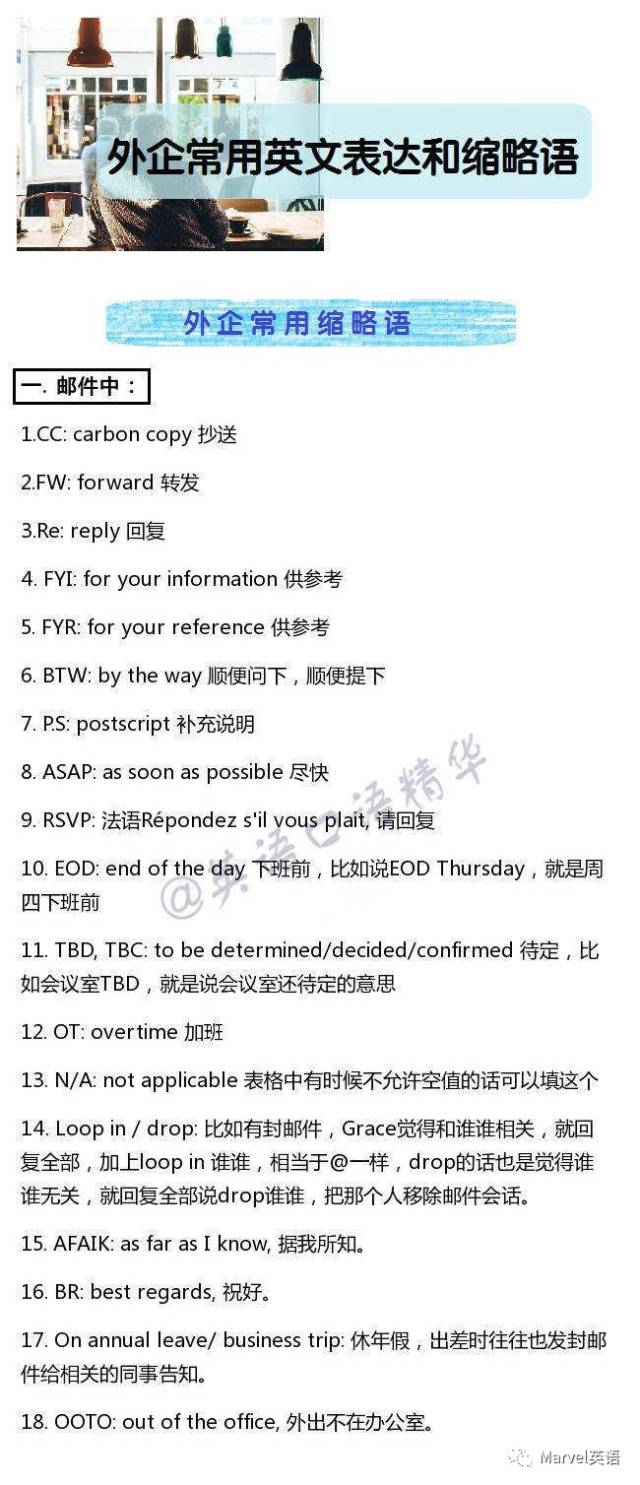 Marvel Daily——外企中常用的英文表达（1）_搜狐网