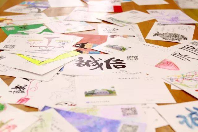 以心诠我信 明信片diy评比活动 通过画笔 在明信片上 描绘对诚信的