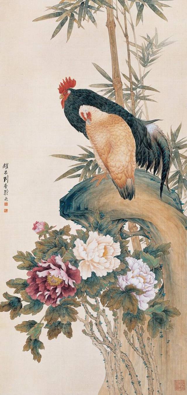 中国工筆画 肉筆紙本 【劉奎齡 双豹図】 中国近現代工筆大家(S-15