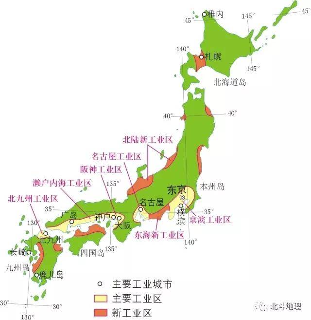 地理日本工业区分布图图片