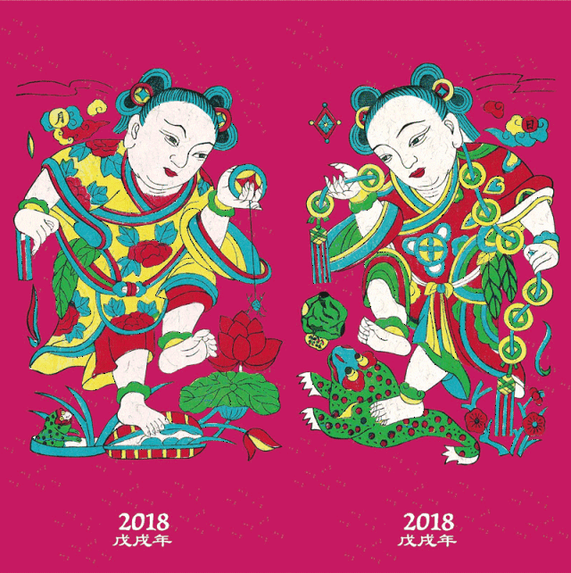 400年历史的桃花坞年画一贴,福禄寿喜财,通通进家门