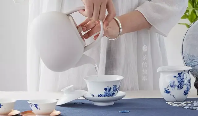 盖碗茶杯喝茶正确手势图片