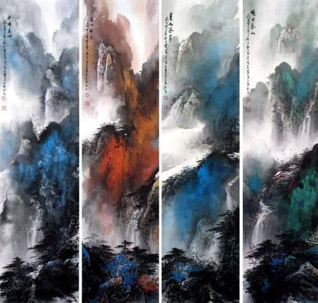 实力派画家张春丽,泼彩山水画(秀丽景色~)