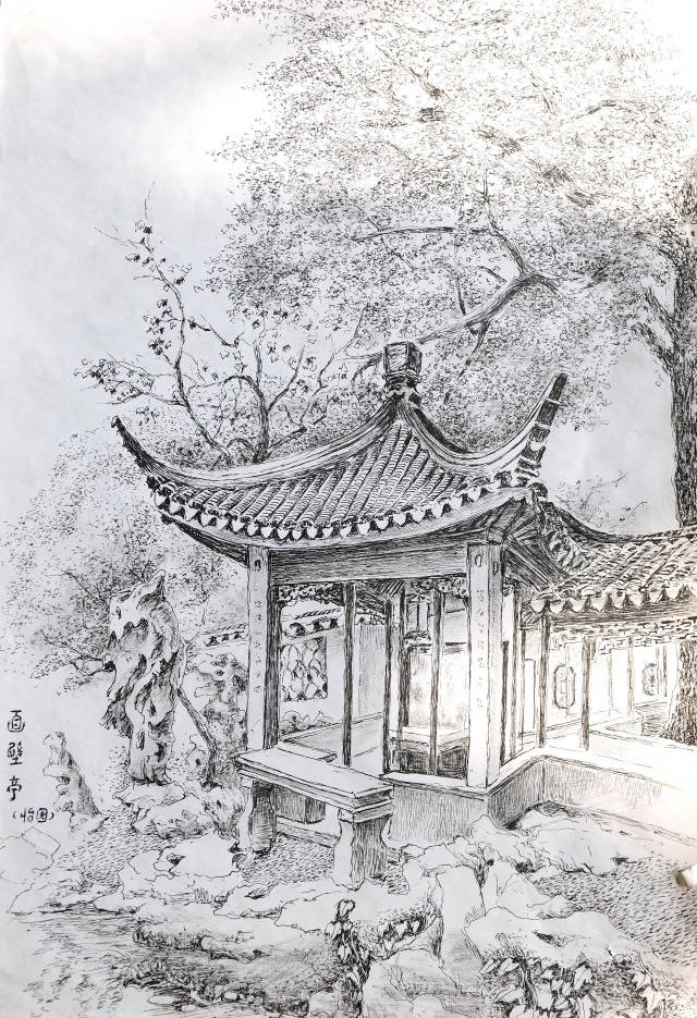 苏州园林手绘 线稿图片