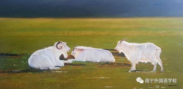 油画《三羊开泰》