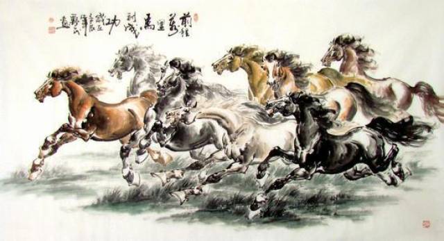 中国美術 『 徐悲鴻 八駿圖 』掛け軸 紙本 美術教育家 伝來書画 JT04# 徐悲鸿老师的《八骏图》_搜狐网