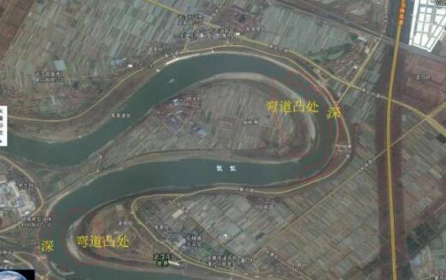 1和3是河道凹处形成的洄湾,2和4的洄湾是怎么形成的呢?