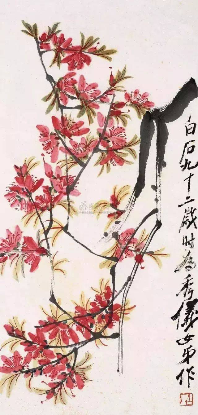 齐白石罕见桃花画作欣赏_搜狐网
