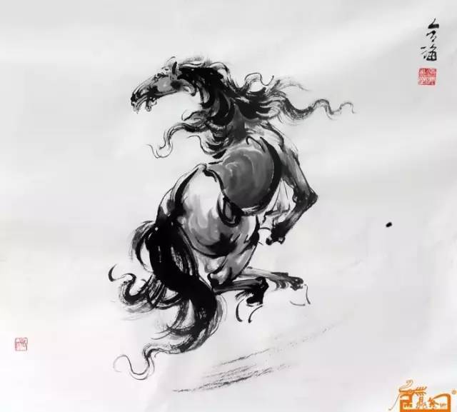 踏马奔来,气势滂沱—孔令海国画作品!