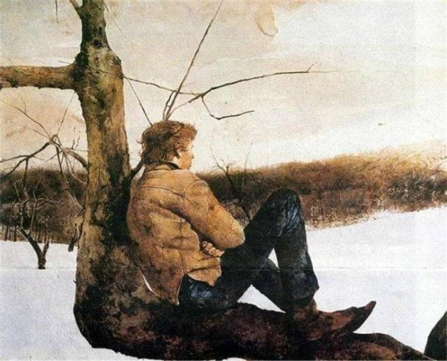 怀斯创作的大量作品中杰出的是干笔水彩画.